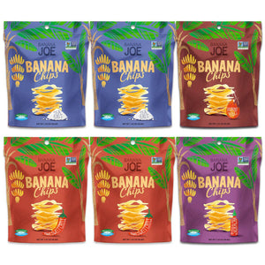 Banana Chips, Mixed Flavors (Pack of 6).