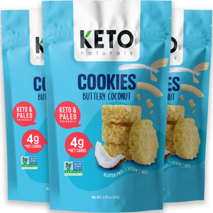 Keto Cookies, Buttery Coconut (Pack of 3).